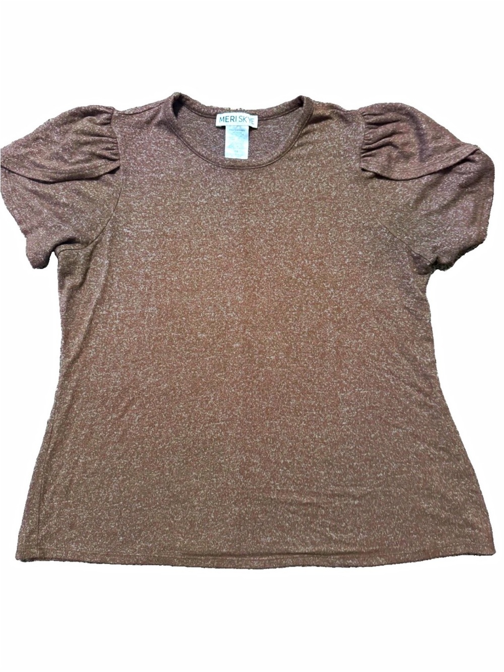 Meri skye Brown Puff-Sleeve Short Sleeve Tee